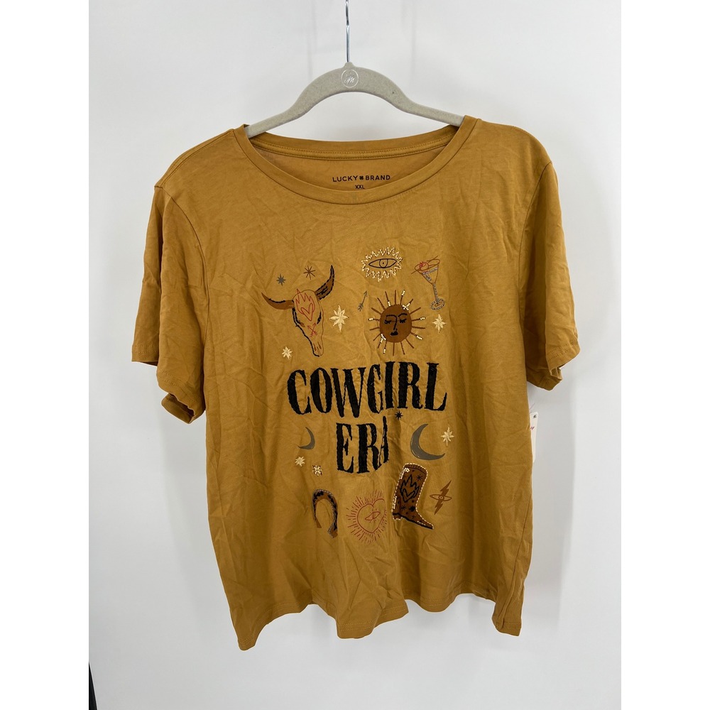 Lucky Brand Cowgirl Era Graphic Tee Honey Mustard Yellow XL XXL